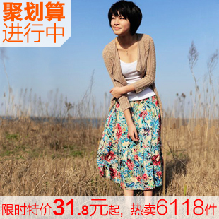 长裙夏季波西米亚棉半身裙2012新女沙滩裙亚麻裙大摆裙子半身长裙