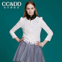 CCDD2014秋装专柜正品新款女装上衣气质小香风欧根纱白色长袖外套
