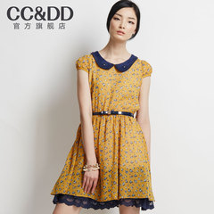 CCDD正品2014夏装新款女装娃娃领短袖修身蓬蓬连衣裙