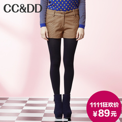 【爆】CCDD2014冬装专柜正品新款女装时尚PU皮工装裤加厚羊毛短裤