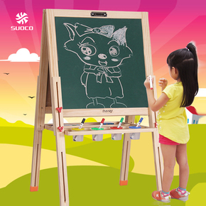 硕客实木儿童画板画架套装小黑板支架式双面磁性宝宝画画写字白板$39