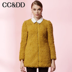CCDD2014冬装正品新款女装 中长款纯色外套 优雅长毛呢大衣