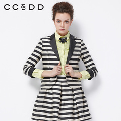 预售CCDD2015春装专柜正品新款女装 一粒扣七分袖条纹小西装外套