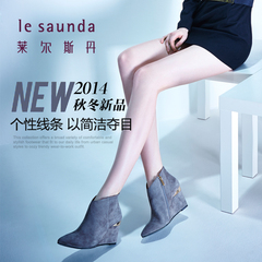 莱尔斯丹 靴子2014新款秋季女鞋短靴真皮5T80101坡跟高跟鞋女靴