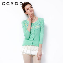 预售CCDD2015春装专柜正品新款女装 小清新马卡龙色绣花开衫毛衫