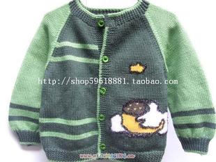 纯手工编织150婴幼儿羊毛线衣宝宝厚款外套1