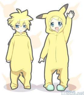 镜音双子 、<em>皮卡丘</em>连体<em>睡衣</em>cosplay动漫服装 、