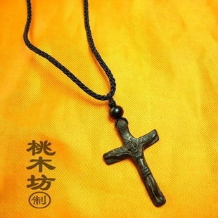 【桃木坊】开光越南黑桃木项链【十字架】耶稣