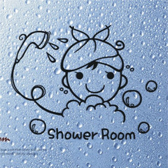 S473快乐浴室卡通泡泡玻璃门贴随意贴可爱DIY洗澡澡墙贴装饰热卖