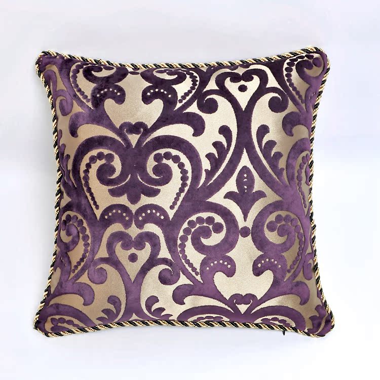 紫色高档欧式奢华抱枕床头大靠背沙发靠垫腰靠