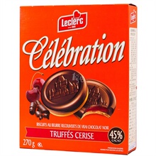 【华北区】Leclerc 慕乐 樱桃夹心黑巧克力饼干 270g 加拿大进口进口食品 1号店自营