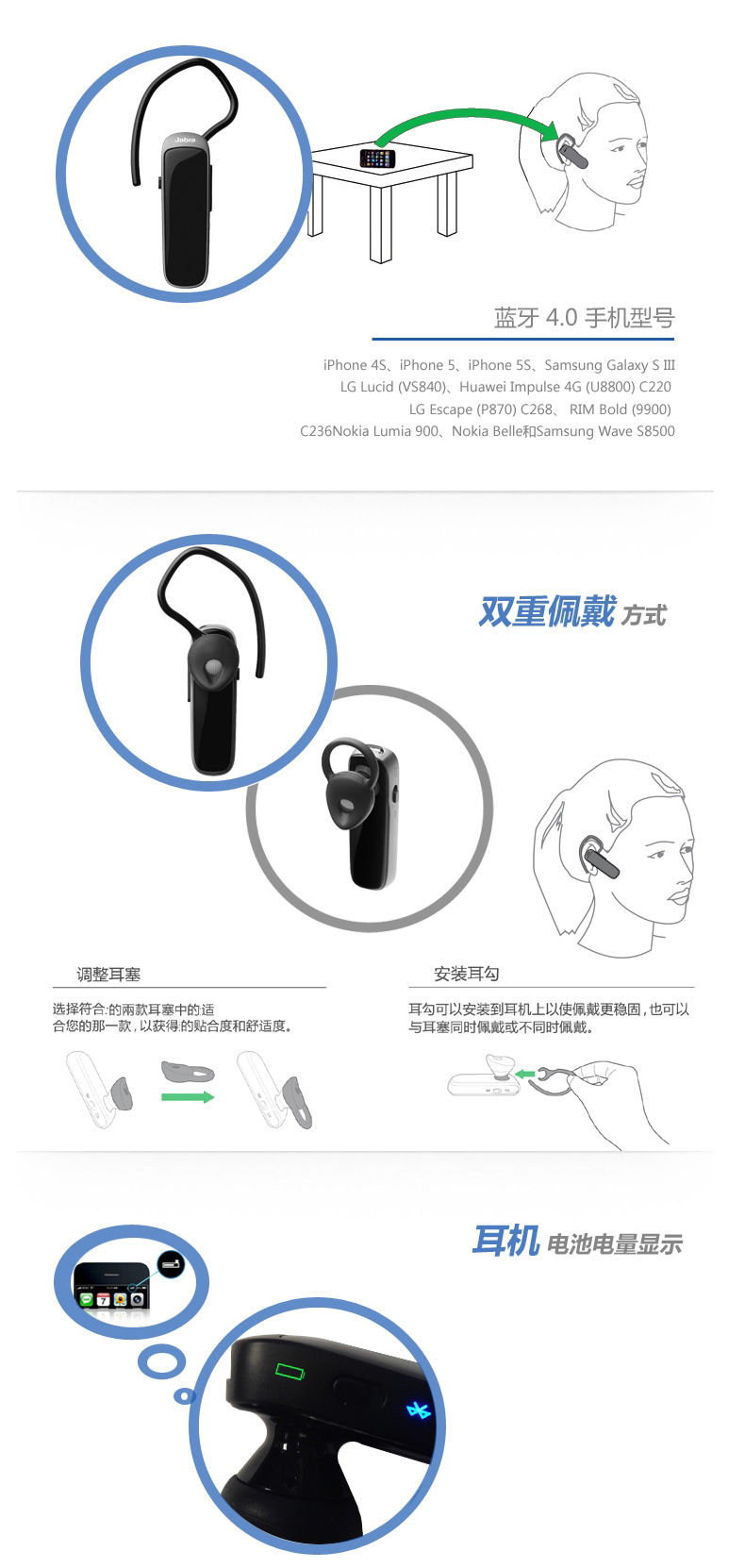 jabra 捷波朗 mini 迷你 蓝牙耳机 黑色