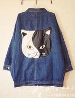 韩国进口拼接撞色荧光水洗雪花铆钉牛仔外套风