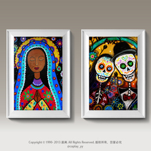 墨西哥民间艺术装饰画 亡灵节民俗挂画 酒吧个