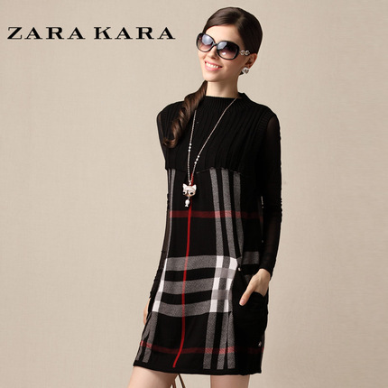 ZARA KARA2013新款格子秋冬连衣裙<em>背心裙</em>秋