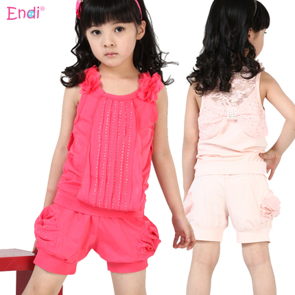 <em>短袖短裤女童套装</em>2013韩版新款女童装儿童中