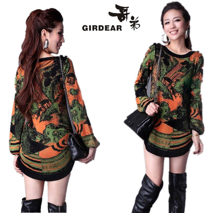 <em>哥弟</em>唯品会<em>女装</em>2013<em>春秋</em>羊绒衫毛衣宽松中长