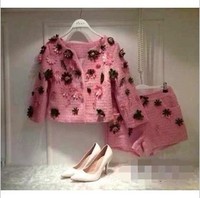 Channel-z小姿家 秋装新欧美小香风<em>立体花朵</em>毛