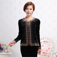 中老年上衣春装<em>金丝绒</em>上衣拉链小<em>开衫短款长袖</em>