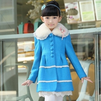 <em>妙妙可心</em> 女童呢子大衣毛呢<em>外套</em>韩版 中<em>大童</em>儿