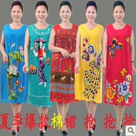 夏天性感可爱大码短袖妈妈睡裙<em>女</em>夏 <em>纯棉长款</em>