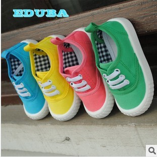 春秋童鞋糖果色儿童<em>帆布鞋男女</em>童单鞋宝宝学步