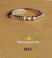 925纯银细戒指 女钻戒<em>姐妹尾戒</em> 闺蜜对戒韩版