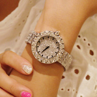 玛丽莎镶钻镂空手链女表韩版时尚手表施华洛世