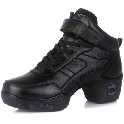 正品现代舞蹈鞋广场舞真皮女跳舞鞋增高体操健