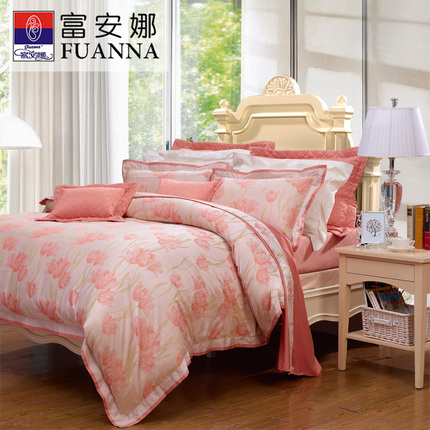 富安娜家纺床上用品4件套 纯棉四件套全棉提花