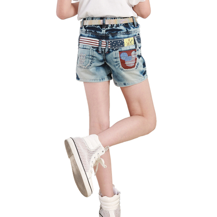 女童装夏季薄款<em>初中</em>大童装<em>女孩子牛仔</em>裤<em>短裤</em>子