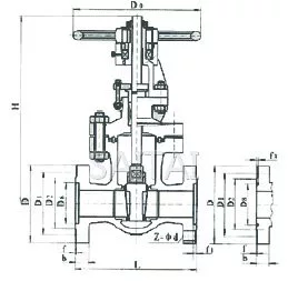 Z41H/Z41Y/Z40H/Z40Y型中、低壓法蘭契式閘閥結(jié)構(gòu)圖