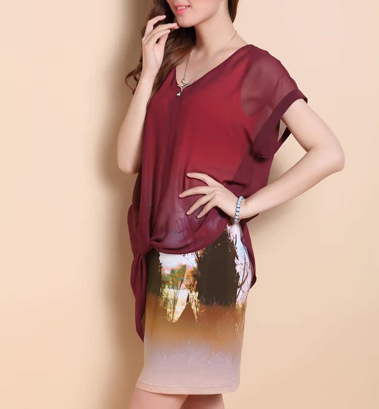 Женское платье Yi long Xuan hy6065l Бантик бабочкой, Шнурки, пояс, Смешанные ткани, Фурнитура с объёмным эффектом, Кружево, Объемный рисунок, Набивка и крашение Свитер Женское платье Yi long Xuan hy6065l 2013 года Пейзаж Обычная Свитер Короткий рукав О-вырез Короткая юбка (76-90 см)