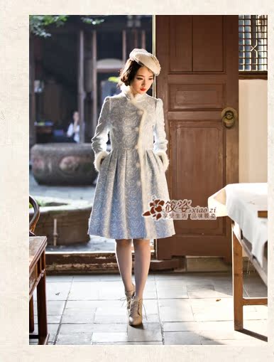 Gigi Lai Siu-white rose by 2015 autumn and winter retro small fresh warm rose gross stamp? overcoat blue white flowers PUERTORRICANS pre-sale 35 days) Picture, prices, brand platters! The elections are supplied in the national character of distribution, so action, buy now enjoy more preferential! As soon as possible.