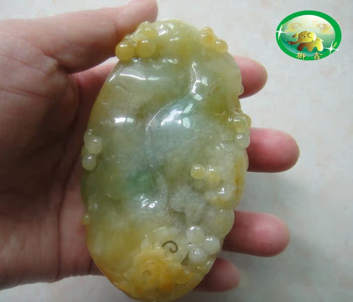 a货冰黄翠点天然翡翠金鸡报晓锦上添花精美手把件,年终大促上新