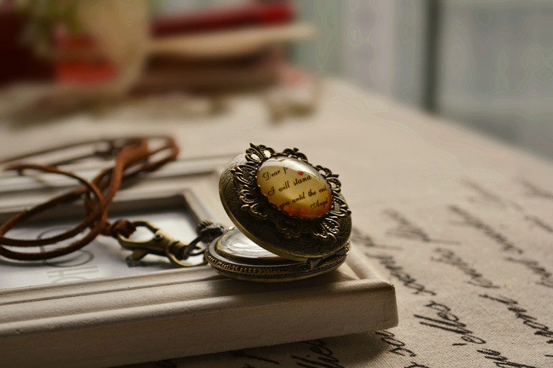 复古怀表项链定制名字可<em>放照片</em>男女士翻盖创意