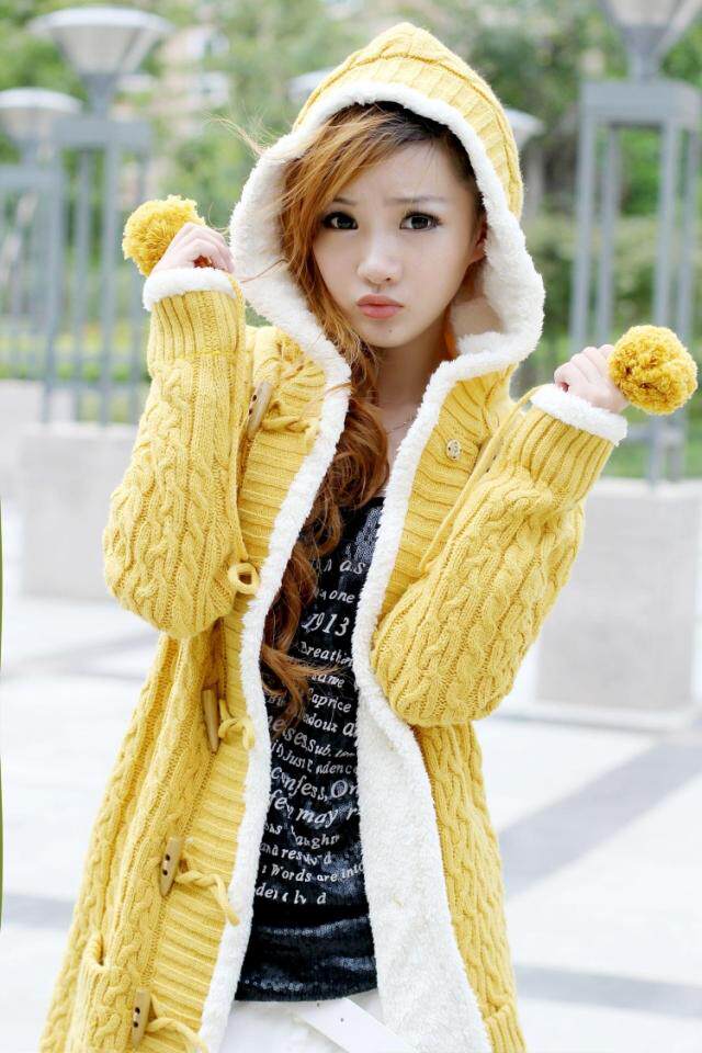 【秋冬新款韩版<em>加绒加厚</em>针织<em>开衫</em>毛衣外套 带