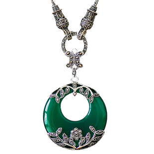 卡丹迪银饰 泰银玛瑙吊坠女 925<em>银</em>纯银<em>毛衣链</em>