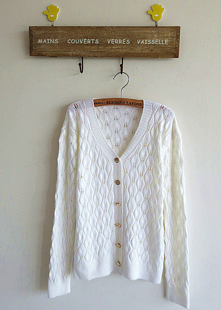 【2013秋冬新款 <em>树叶花</em>镂空甜美日系V领长袖