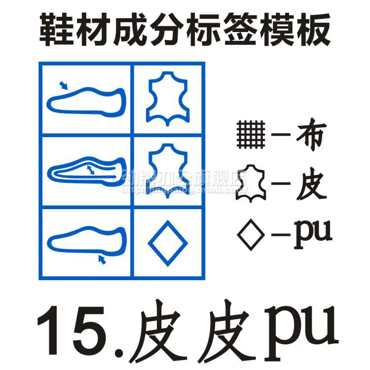 成分说明,造鞋行业材料分类; 特点:采用高档进口材质制造,标签图案