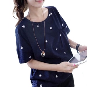 2014新款大码女装宽松t恤女韩版小骷髅头短袖