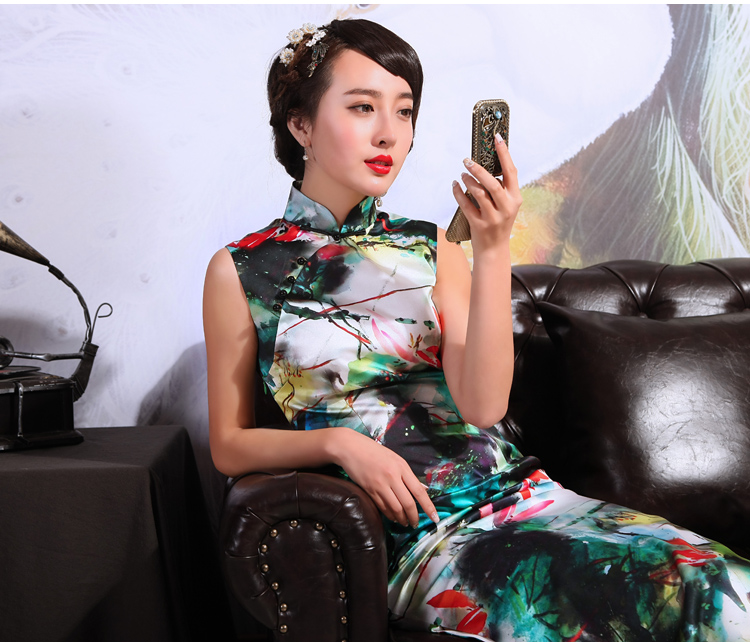 Love of birds Pik-color at 2015 new summer cheongsam dress silk cheongsam dress retro long Pik-color her eerily sleeveless XL Photo, prices, brand platters! The elections are supplied in the national character of distribution, so action, buy now enjoy more preferential! As soon as possible.