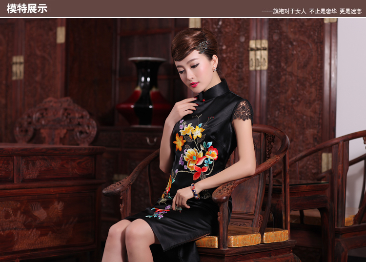 Bird lovers of nomination, aromatic 2015 spring new traditional hand made embroidered heavy Silk Cheongsam QD 465 Black - pre-sale 15 days out XL pictures, price, brand platters! Elections are good character, the national distribution, so why buy now enjoy more preferential! Health