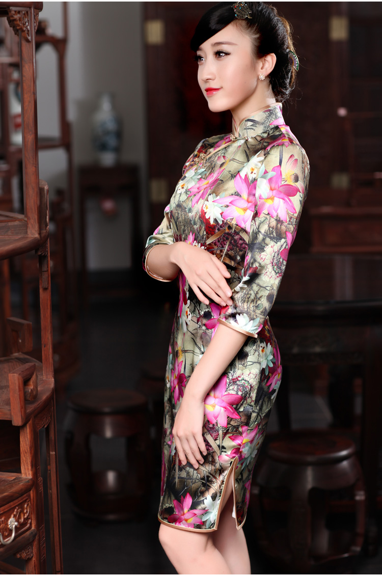 Bird lovers of crayons to 2015 spring new Stylish retro style 7 cuff Silk Cheongsam SHOWN IN FIGURE XXL pictures, price, brand platters! Elections are good character, the national distribution, so why buy now enjoy more preferential! Health