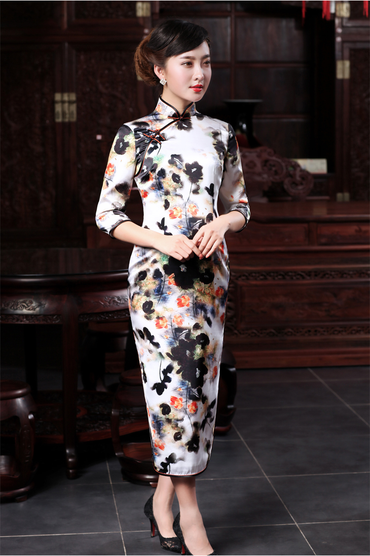 Love of birds everywhere in the world by 2015 Spring loaded Micro-new cheongsam dress improved stylish seven long-sleeved retro Silk Cheongsam XXXL- Figure 15 days pre-sale picture, prices, brand platters! The elections are supplied in the national character of distribution, so action, buy now enjoy more preferential! As soon as possible.