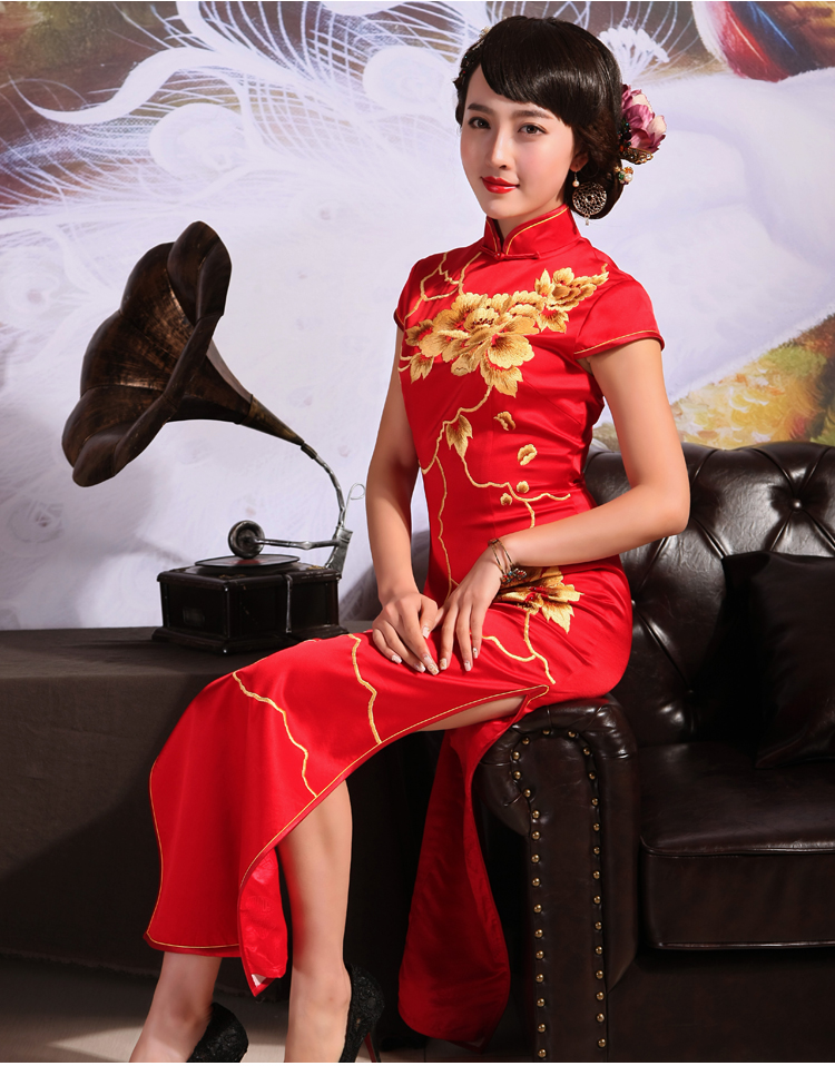 Birds love 2015 summer new Chinese Antique embroidered long marriages served toast red cheongsam QD 699 red XXL pictures, price, brand platters! Elections are good character, the national distribution, so why buy now enjoy more preferential! Health