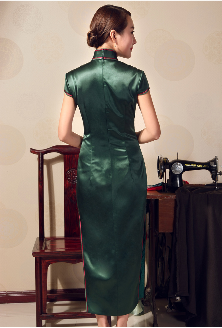 Birds love 2015 summer new elegant Chinese Antique long cheongsam heavy silk embroidered cheongsam QD 698 dark green XXL pictures, price, brand platters! Elections are good character, the national distribution, so why buy now enjoy more preferential! Health