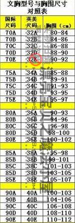<em>文胸尺寸换算</em>表