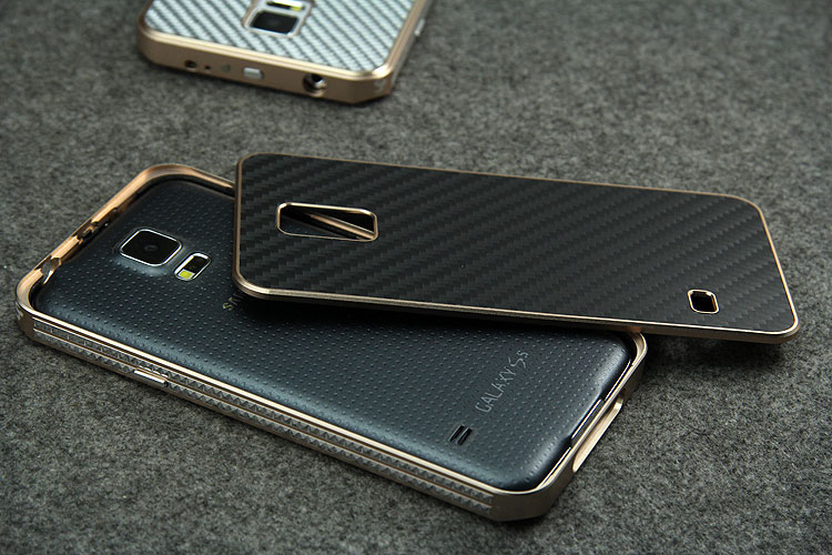 iMatch Luxury Aluminum Metal Bumper Carbon Fiber Back Cover Case for Samsung Galaxy S5