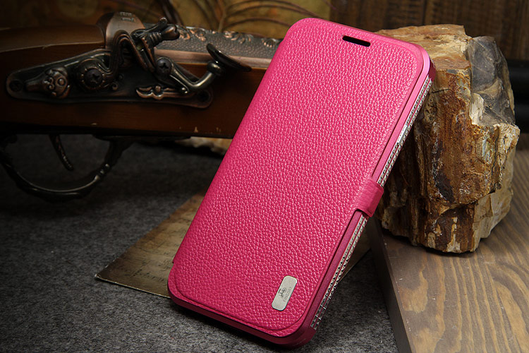 iMatch Luxury Aluminum Metal Bumper Premium Genuine Leather Flip Magnetic Case Cover for Samsung Galaxy S4